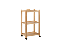 BTR390 Wood Trolley - three tier compact, with wood effect castors